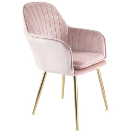 Beauty & Nail Salon Chair, Valure Velvet Pink & Gold Seat